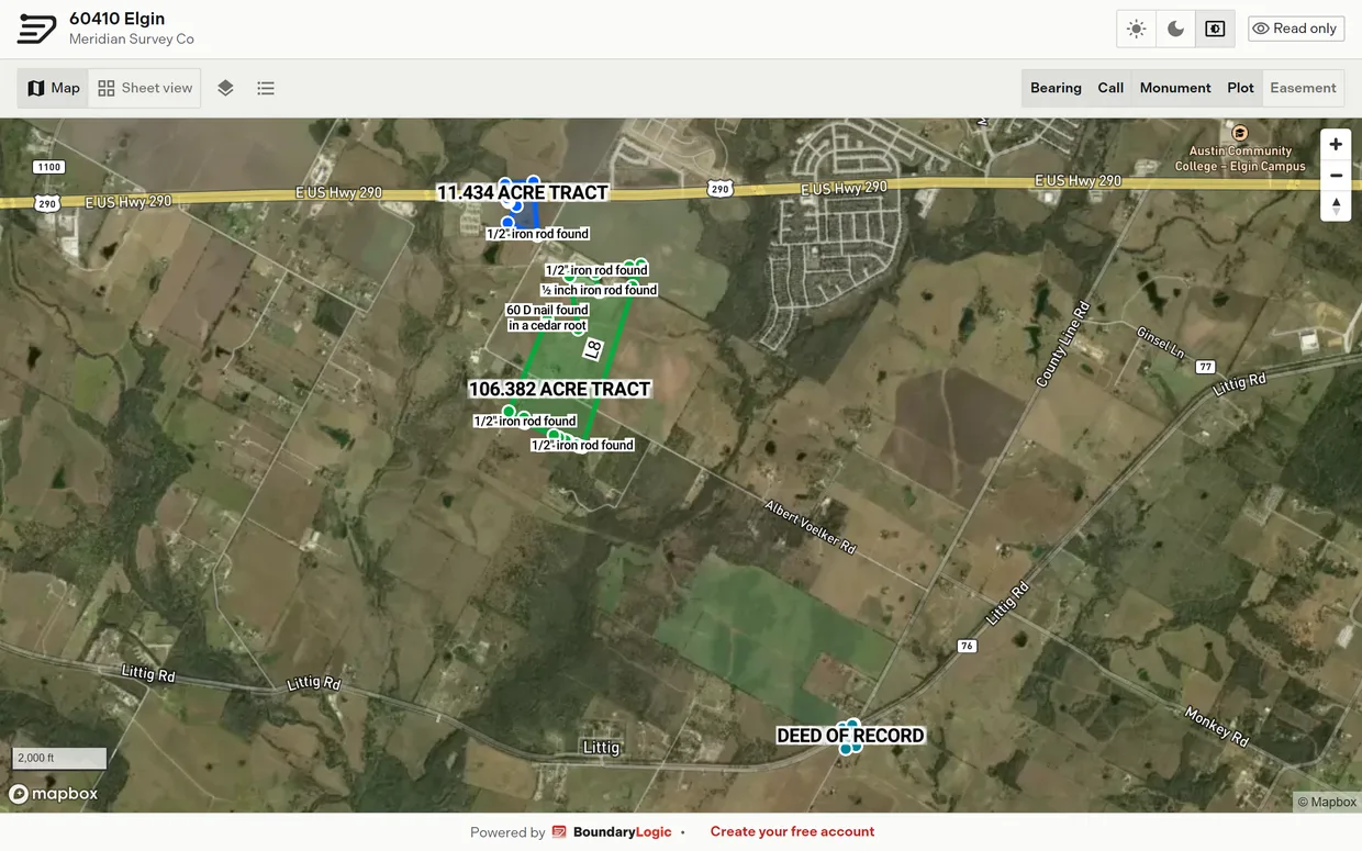 The guest view of a shared project on the map, with the read only chip in the header