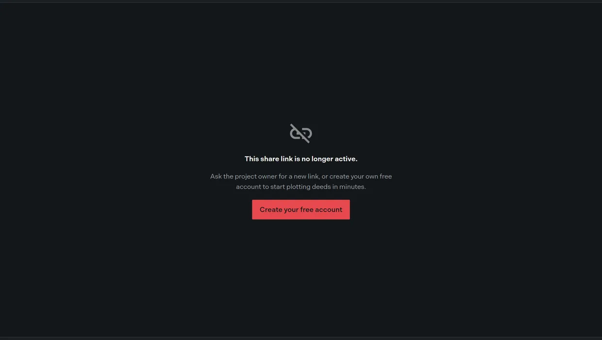 The card shown when a share link is no longer active, offering to create a free account