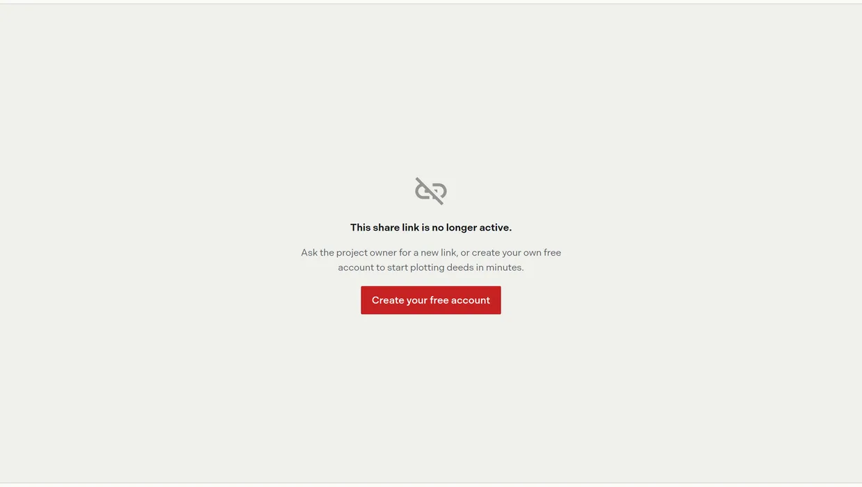 The card shown when a share link is no longer active, offering to create a free account