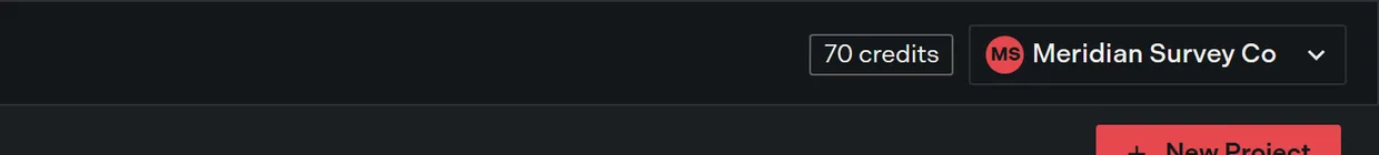 The credits chip in the app header showing remaining AI plot credits