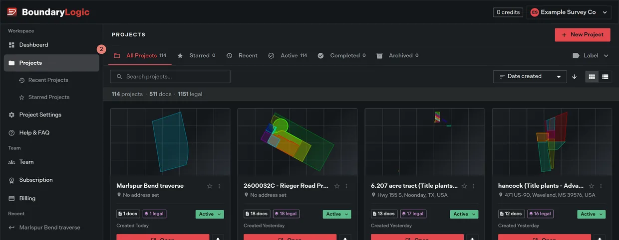 The scope tabs above the project list, which decide which projects the list is drawn from