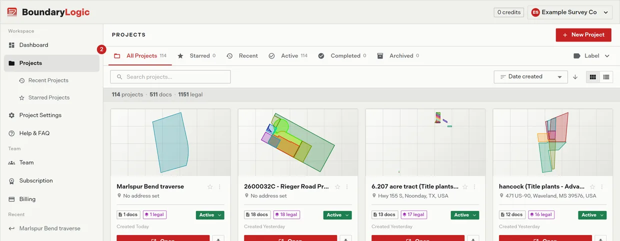 The scope tabs above the project list, which decide which projects the list is drawn from