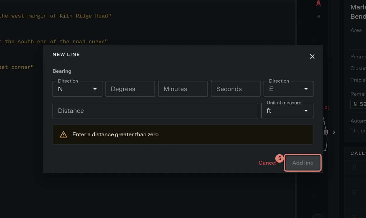 Step 5: the Add line button on the new line form