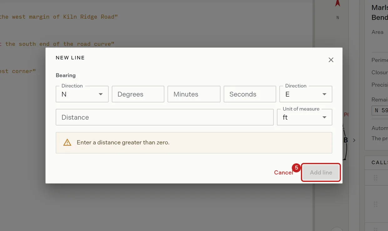 Step 5: the Add line button on the new line form