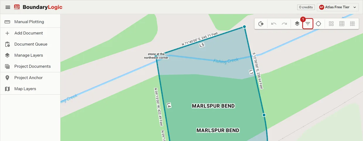 Step 1: the Filter Layers control on the map toolbar