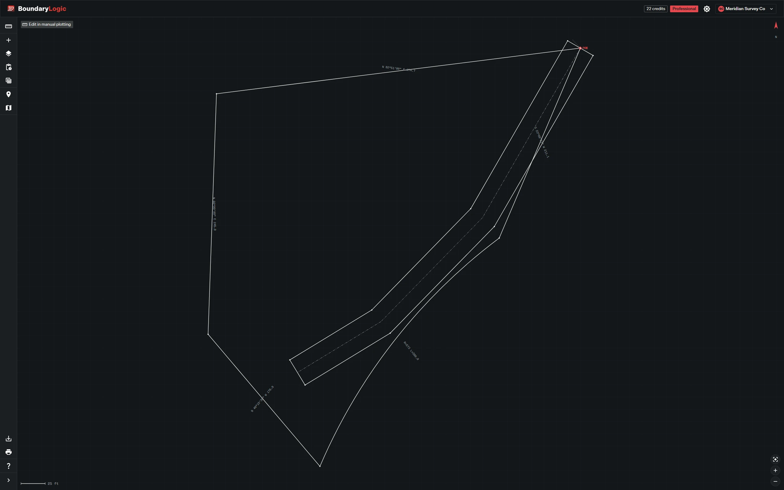 Trace workspace: easement centerline