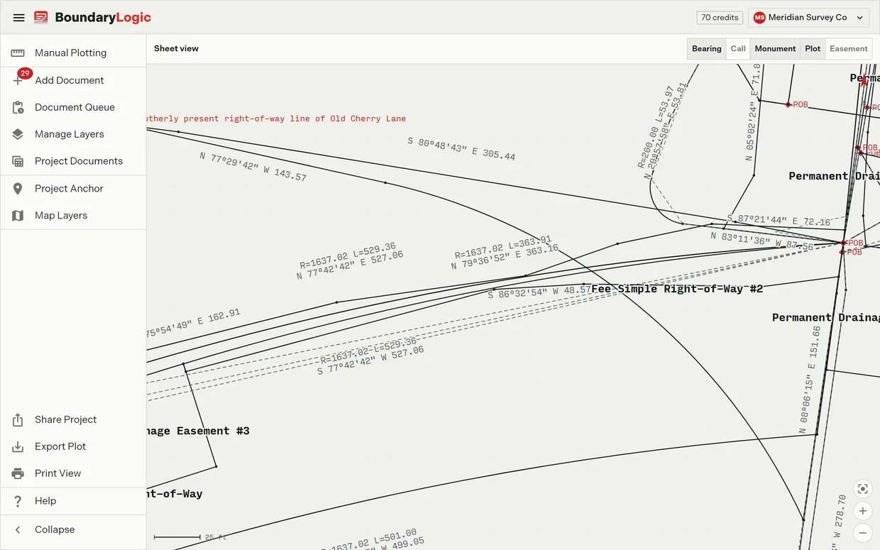 The Sheet View header with its label switches over a plotted drawing